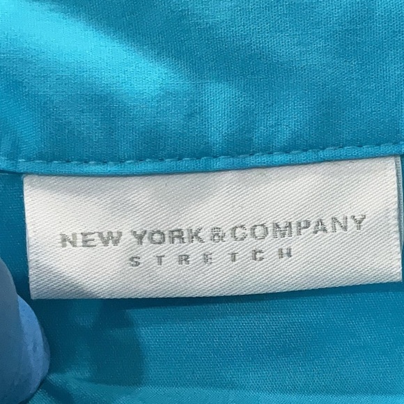 New York & Company Blue Short Sleeve Button Down Shirt - Picture 6 of 6